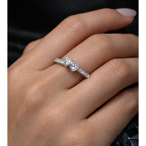 Authentic Pandora Forever Hearts Ring Clear CZ 191023CZ‑56 Size 7.5 New Box Tag